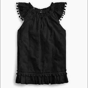 J Crew Eyelet pom-pom top